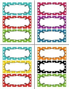 Editable Rainbow Polka Dot Nameplates Labels Bulletin Board X