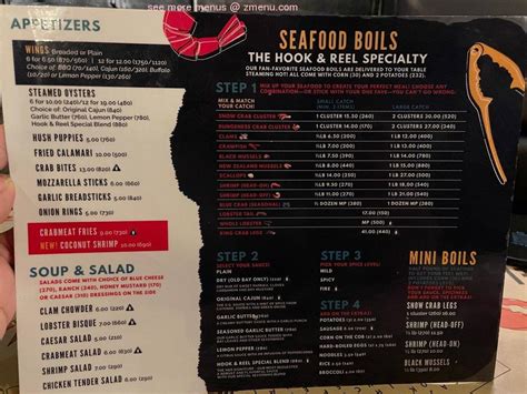 Menu At Hook And Reel Cajun Seafood And Bar Catonsville