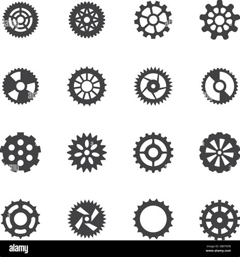 Symbole für Gangvektoren Getriebe mit Zahnrad und Mechanikradsymbolen