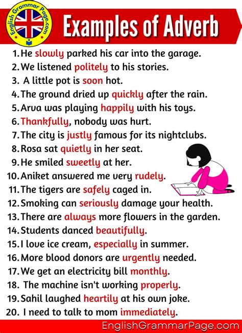 Examples Of Adverb In A Sentences Englishgrammarpage