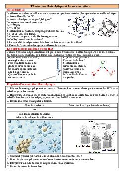 La Concentration Et Les Solutions Lectrolytiques Activit S