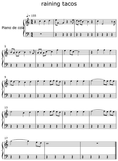 raining tacos - Sheet music for Piano