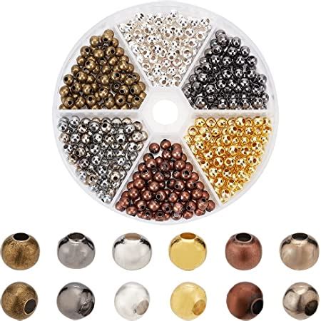 PandaHall Elite 420pcs 6 Couleurs 5mm Perles Intercalaires En Fer