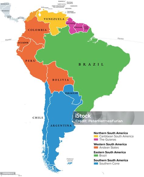Imagens Do Mapa Da America Do Sul - Vetores de Regiões Geográficas Da América Do Sul Mapa Político ...