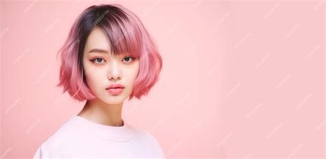premium photo portrait  beautiful japanese women  short haircut