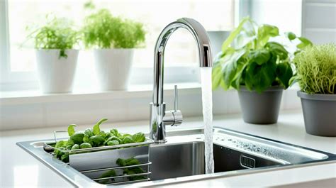 clean modern kitchen sink with faucet and liquid container 32935569 ...