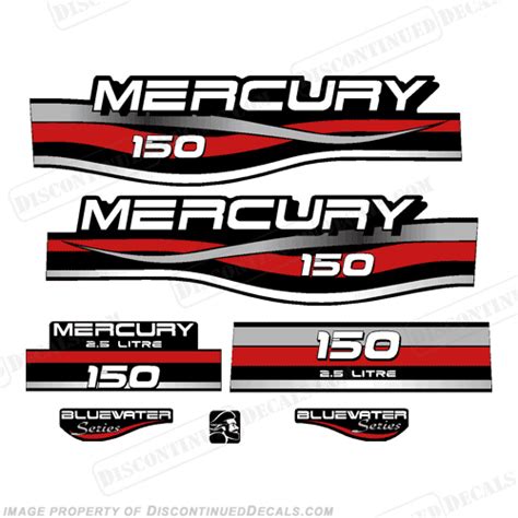 Mercury 150hp 25 Liter Bluewater Series Outboard Decal Kit 1999 Blue