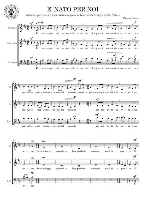 E NATO PER NOI Sheet Music For Soprano Alto Baritone SATB