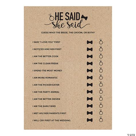 He Said She Said Bridal Shower Game Free Printable Modern, 44% OFF