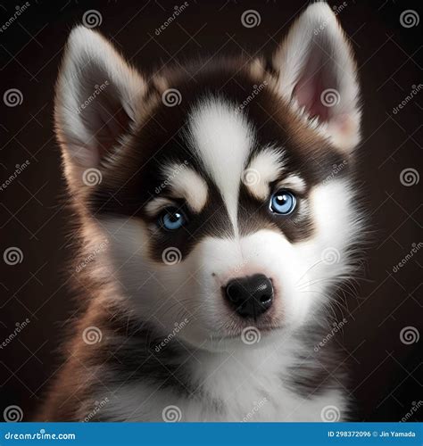 Portrait of Siberian Husky Puppy with Blue Eyes. Stock Illustration ...