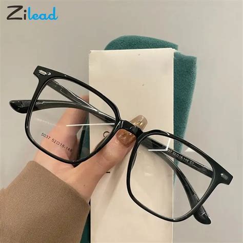 Zilead Ultralight Myopia Glasses Fashion Anti Blue Glasses Women Men Big Square Tr90 Nearsighted