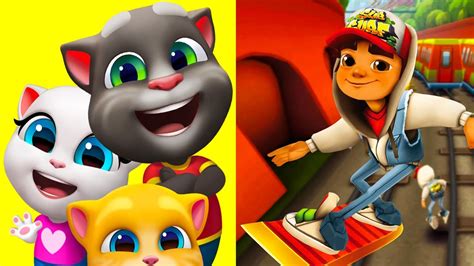 My Talking Tom Friends Vs Subway Surfers Gameplay Walkthrough YouTube