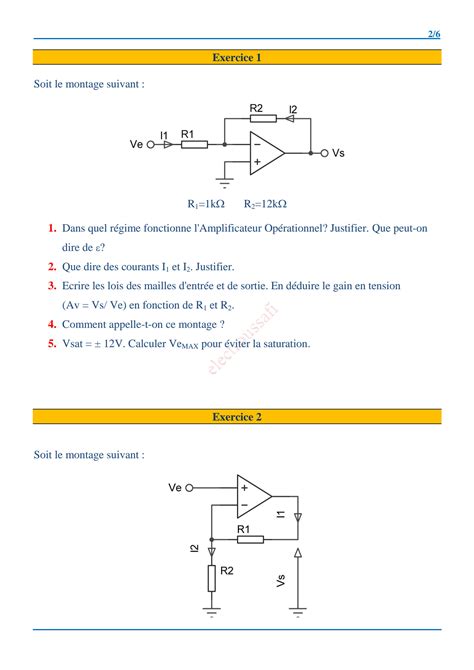 SOLUTION Exercices Amplificateur Op Rationnel 1 Studypool