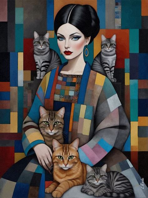 Leonora Peinture Par L Roche Artmajeur In 2024 Cat Art Cat