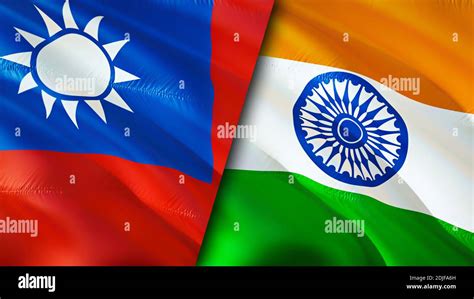 Taiwan and India flags. 3D Waving flag design. Taiwan India flag ...