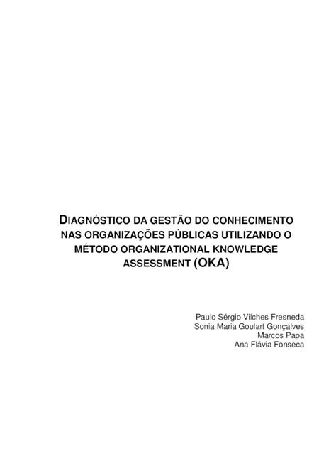 Pdf Diagn Stico Da Gest O Do Conhecimento Nas Organiza Es