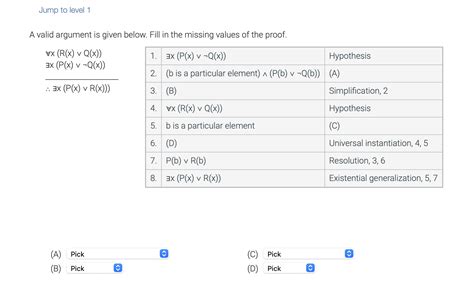 A Valid Argument Is Given Below Fill In The Missing