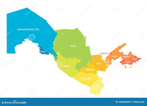 Uzbekistan Political Map Of Administrative Divisions Stock Illustration