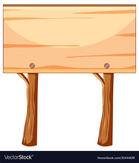 Wood blank banner in cartoon style on white Vector Image