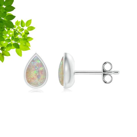 Pear Shaped Ethiopian Opal Solitaire Stud Earrings Sterling Silver