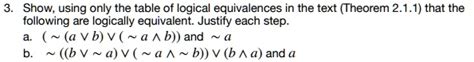 SOLVED Text Show Using Only The Table Of Logical Equivalences In The