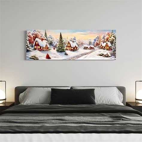 Christmas Village Canvas Wall Art Merry Christmas Wall Art Feliz