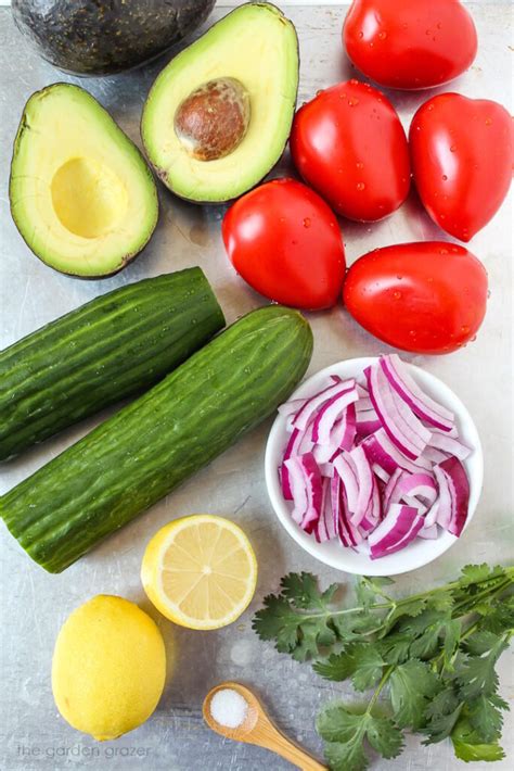 Cucumber Tomato Avocado Salad Easy The Garden Grazer