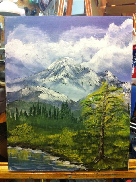 Tonight I Took My Third Try At A Bob Ross Style Painting Using Acrylics Pics