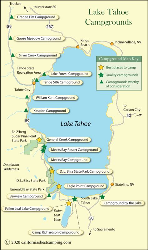 Lake Tahoe Campground Map - California