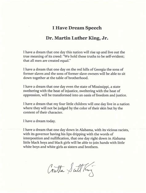 Signed Typescript Of Dr Martin Luther King S I Have A Dream Speech By