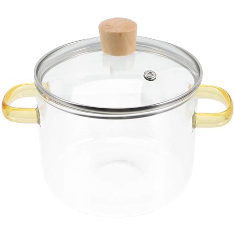 Clear Glass Stockpot With Lid And Double Ear Noodle Cooking Pot Ramen