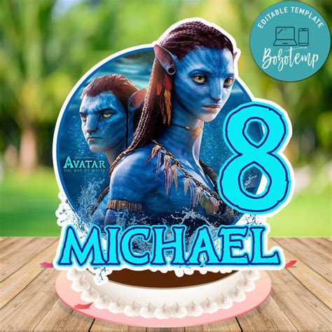 Avatar Birthday Cake Topper Template Printable Createpartylabels