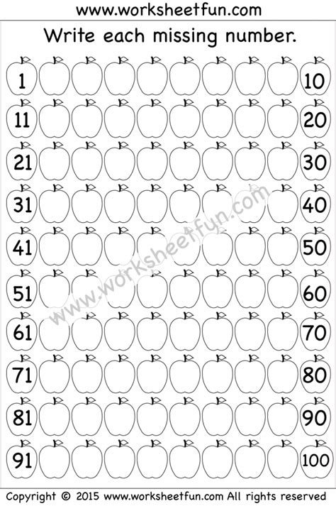 Missing Number Worksheets 1 100 Worksheet24