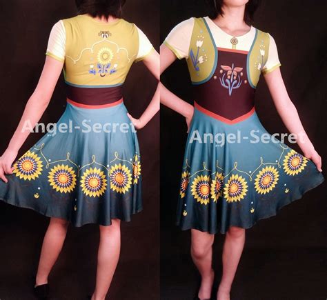 J525 Anna costume frozen fever women cosplay one piece ice skating dress casual · angel-secret ...