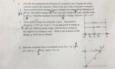 Solved a. Provide the mathematical definition of Coulomb's | Chegg.com