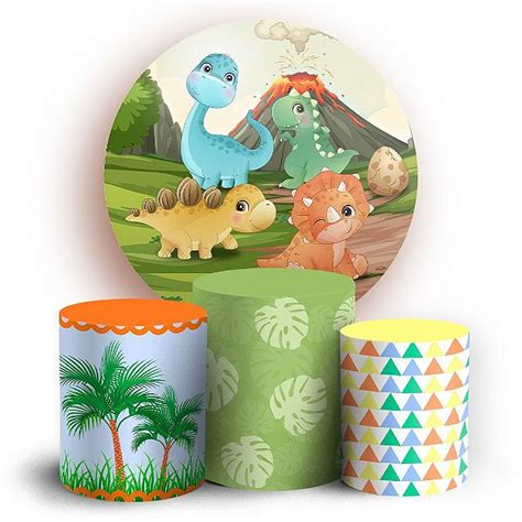 Kit Redondo E Trio Dinossauro Cute Sublimado D Sublistamps