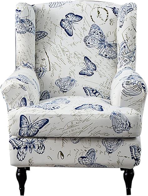 Amazon.com: NILUOH Wing Chair Slipcovers 2 Pieces Stretch Spandex ...