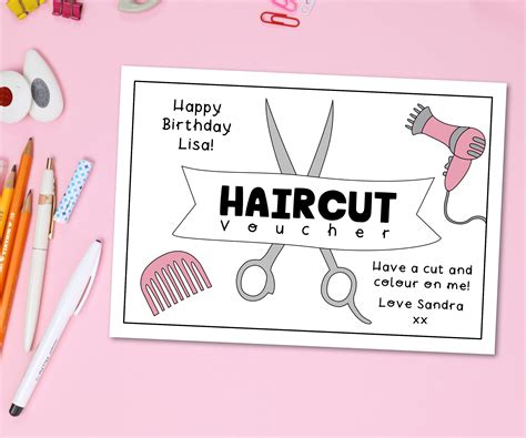 Haircut Gift Voucher Coupon Printable Digital Download PDF / Female Last Minute Gift / Hairdo ...