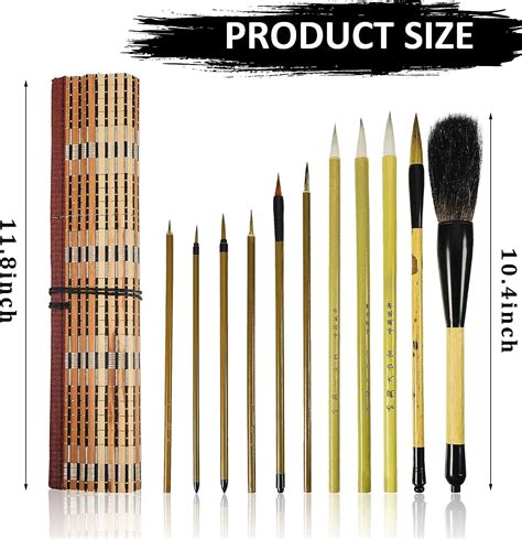 Pcs Chinese Calligraphy Brushes Set With Bamboo Holder Japanese