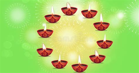 Happy Diwali Motion Animated Background. Rotating Diwali Diya Oil Lamp ...