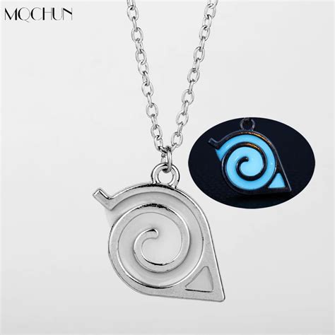 Mqchun Hot Anime Naruto Luminous Necklace Kakashi Leaf Village Symbol