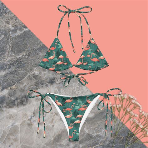 Flamingo Fiesta Festival Bikini Set Fast Dry Recycled Sustainable For Beach Festival With