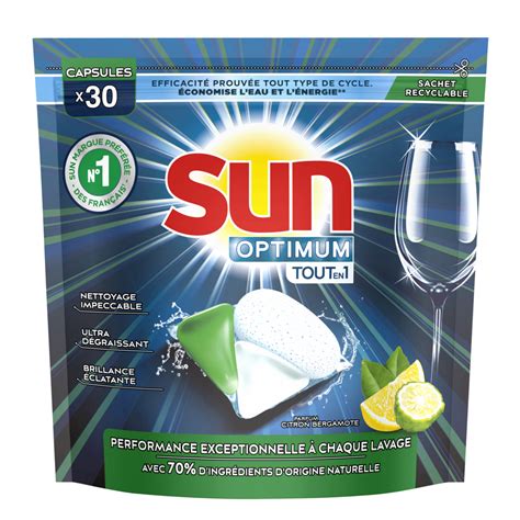 SUN Optimum Capsules Lave Vaisselle Tout En 1 Citron Bergamote 30