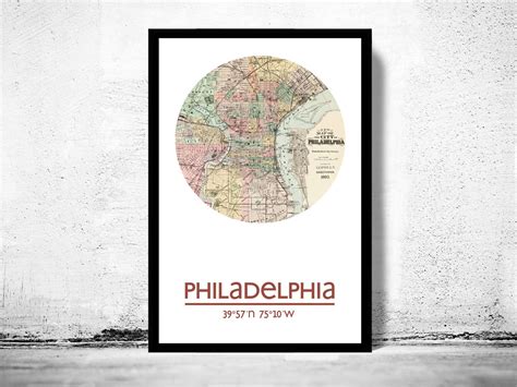 PHILADELPHIA (2) - city poster - city map poster print - VINTAGE MAPS ...