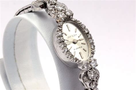 Lady Elgin Ladys Diamond 14k White Gold Watch Etsy