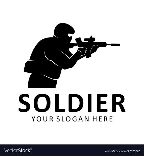 Army soldier flat style logo Royalty Free Vector Image