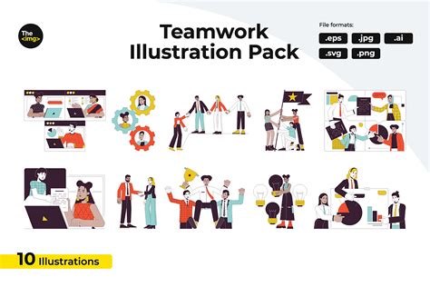 Team Work Diversity Illustration Pack - 10 Free Download People ...