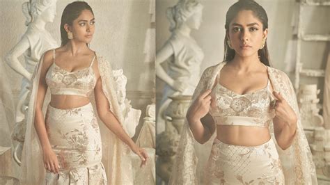 Mrunal Thakur Looks Like A Royal Princess In A Cream Colored Floral