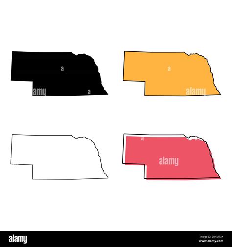 Set Of Nebraska Map United States Of America Flat Concept Icon Vector