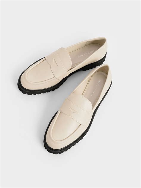 Chalk Chunky Penny Loafers Charles And Keith Us